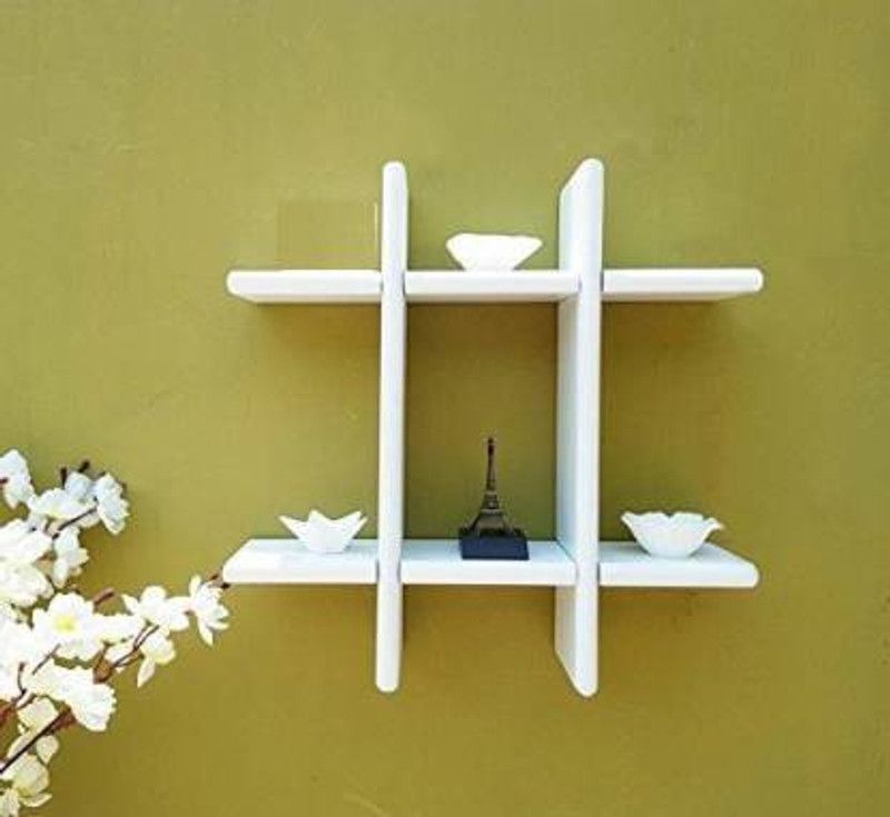 ANB Enterprises Wall shelf plus shelves MDF Wall hanging floating ,mounted decorative Home for :- living room , bedroom ,office ,restaurant , cafe , vase rack , Book rack MDF (Medium Density Fiber) Wall Shelf  (Number of Shelves - 6, White)