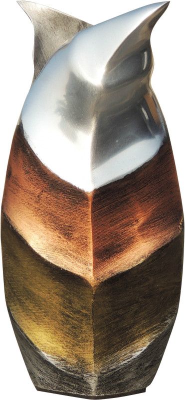 Brass Gift Center Leaf Shape Aluminium Flower Vase With Nickel Copper & Yellow Finish Sponge Vase  (9 inch, Multicolor)