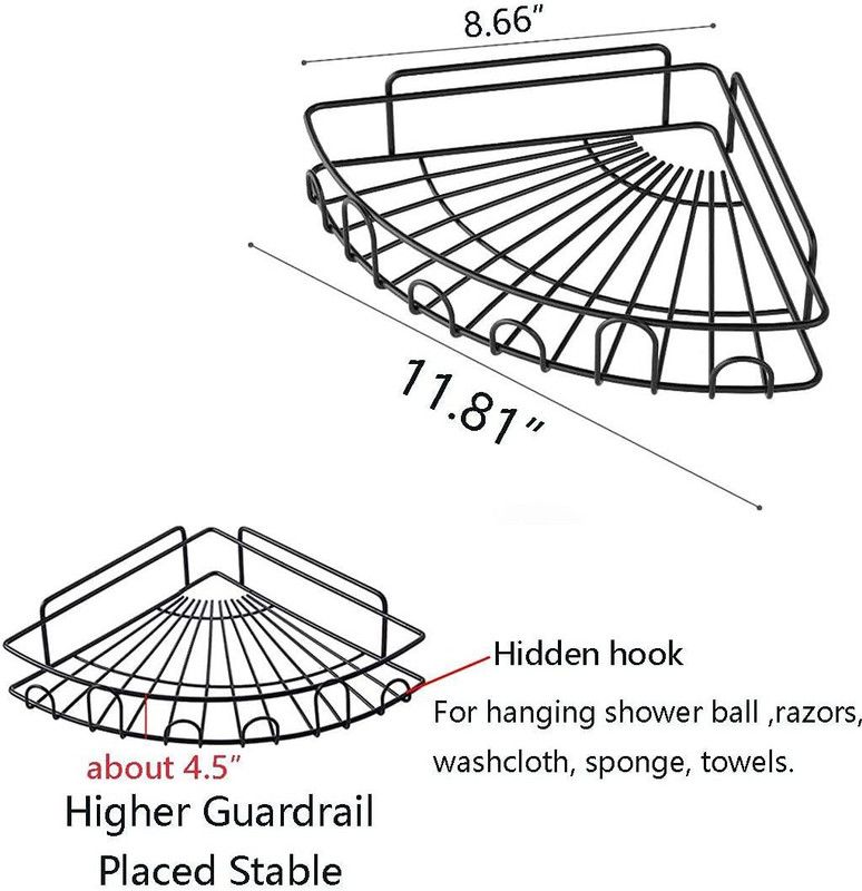 Standy Zone Self-Adhesive Metal Bathroom Corner Rack Storage Shelves, Stainless Steel Bathroom Corner Shelf Organizer Storage, Bathroom Shelf/Shelves Corner - Black (1) Stainless Steel Wall Shelf  (Number of Shelves - 2, Black)