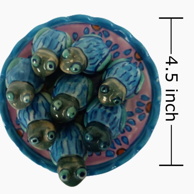 All In One Decorative Showpiece - 8 cm  (Ceramic, Blue)