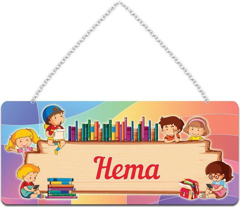 FURNISHFANTASY Wooden Kids Name Plate  (Red)