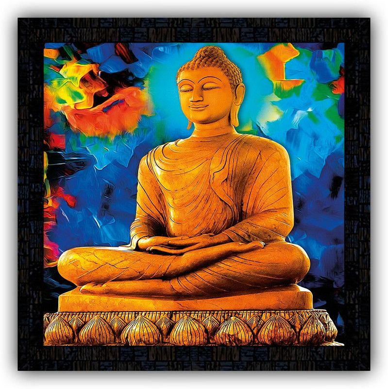 Poster N Frames framed poster of Buddha-16839 Digital Reprint 14 inch x 14 inch Painting  (With Frame)