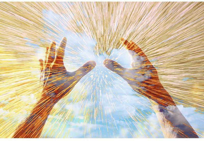 Artzfolio 91.44 cm Hands Raised In Prayer Against Sky Peel & Stick Vinyl Wall Sticker 36inch x 24inch (91.4cms x 61cms) Self Adhesive Sticker  (Pack of 1)