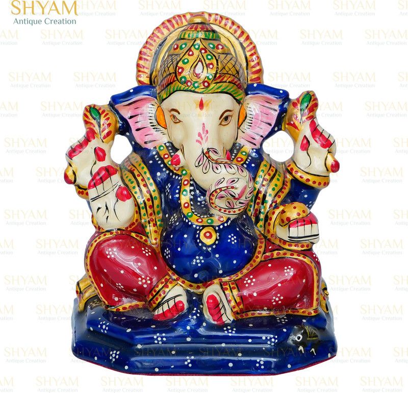 shyam antique creation Resin Ganesha statue Decorative Showpiece - 9.5 cm  (Polyresin, Multicolor)