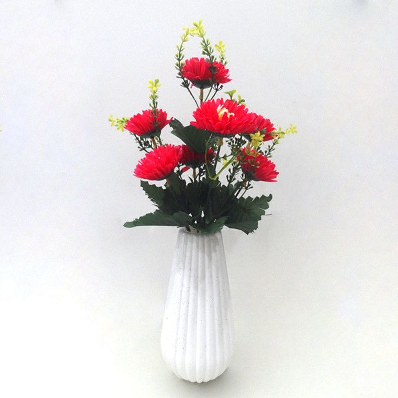 OM COLLECTIONS Aster artificial Flower Pink Gerbera Artificial Flower with Pot  (14 inch, Pack of 1, Flower Bunch)