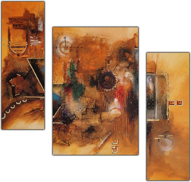 pnf Modern Abstract Art Set of 3 MDF Panel-0182- Digital Reprint 18 inch x 12 inch Painting  (Without Frame, Pack of 3)