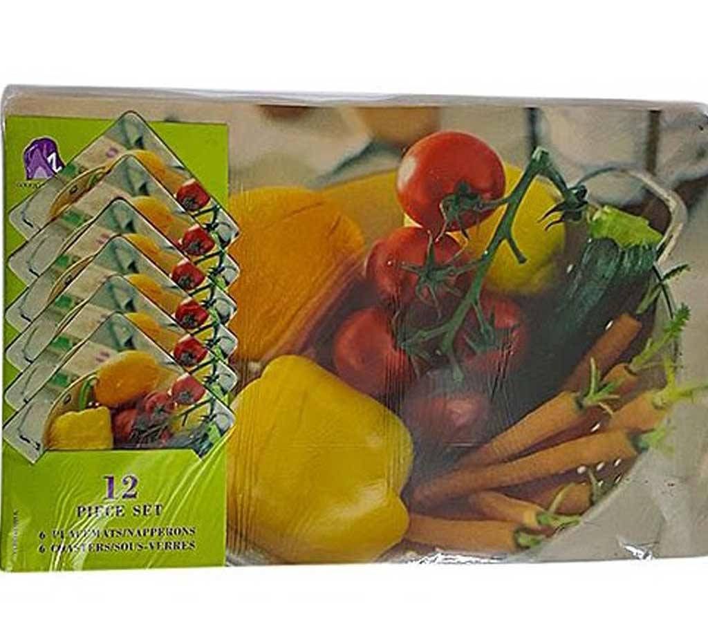 Table Mats 6pcs Vegetables - Printed