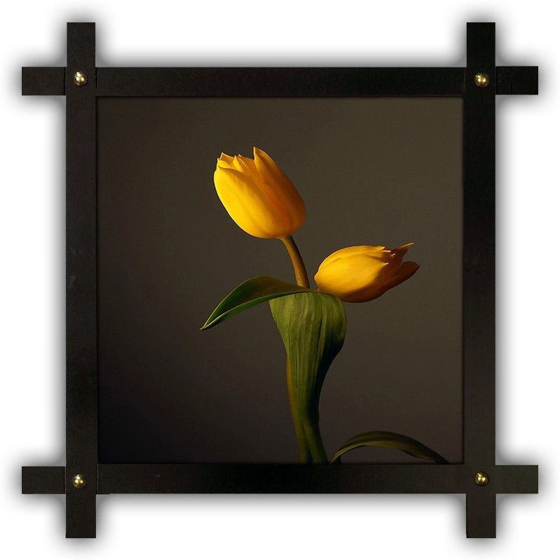 Poster N Frames Cross Wooden Frame Hand-Crafted with photo of Flower (floral) 25441-crossframe Digital Reprint 16.5 inch x 16.5 inch Painting  (With Frame)