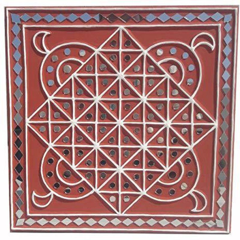 Chitra Beautiful Hand made Mud Mirror Painting For Wall Decor Acrylic 12 inch x 12 inch Painting  (With Frame)