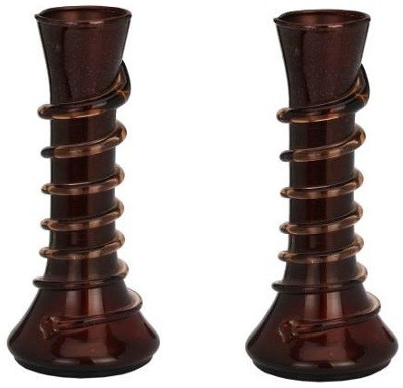 AFAST Maroon Glass Flower Vase Hand Decorative With New & Stylish Shape (Set Of Two)-TP26 Glass Vase  (8 inch, Maroon)