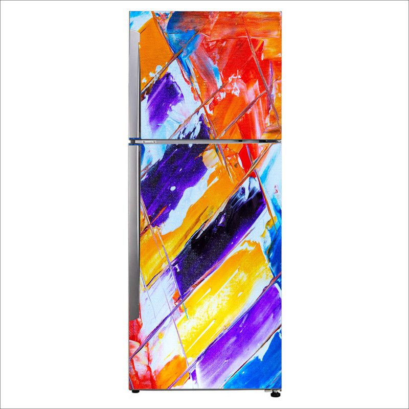 Advait Designs 60 cm Advait Designs Decorative visual purple contemporary art yellow Extra Large Fridge Sticker Self Adhesive Sticker  (Pack of 1)