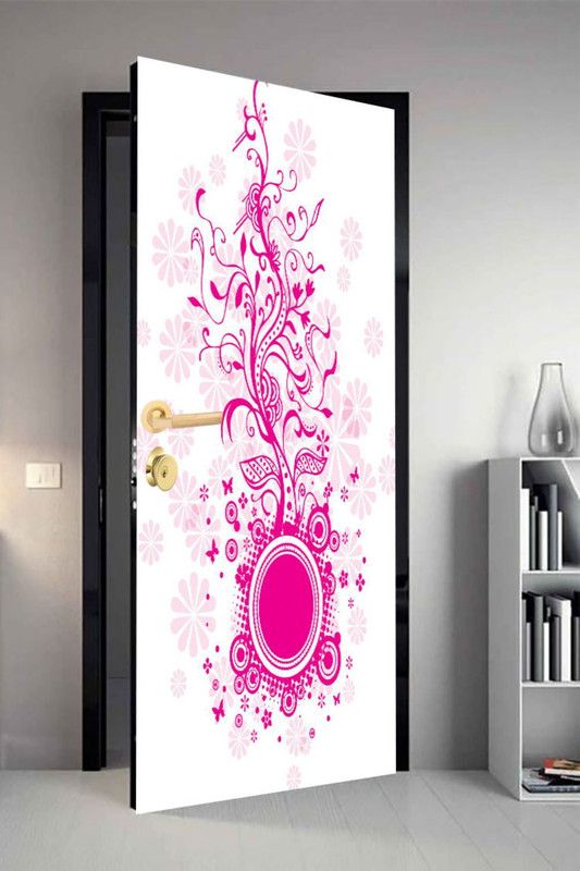 QTH 29.8 cm QTH Floral Dor-3850 Design Door Sticker Self Adhesive Sticker  (Pack of 1)