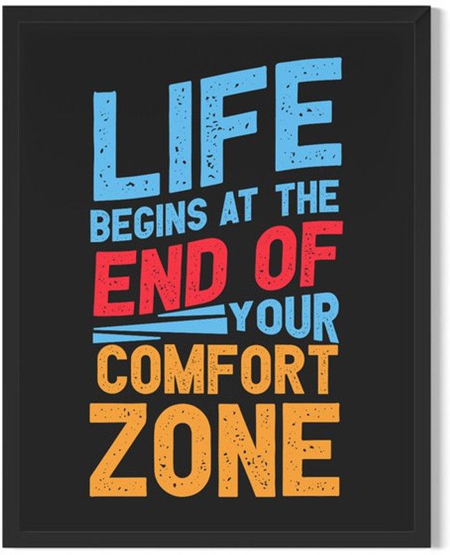 Infinite Nation life begins 2 Motivational Posters for Home décor for Boys Girls Kitchen Room Funny Posters (8x12 inch Synthetic Wood Black Frame) Digital Reprint 12 inch x 8 inch Painting  (With Frame)