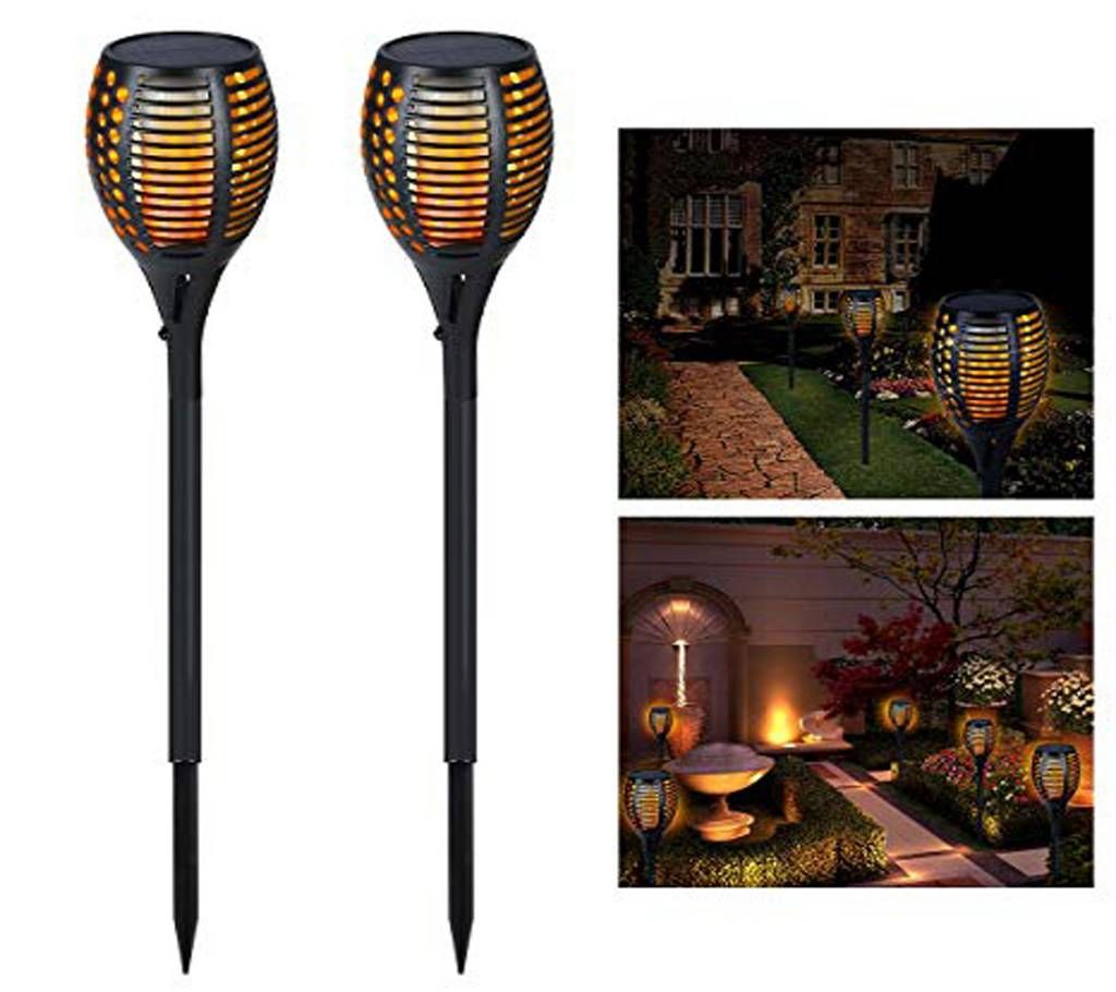 Solar Flashlight Light Flickering Flame Lamp Waterproof Outdoor Garden Light auto on off sensor- Tecio