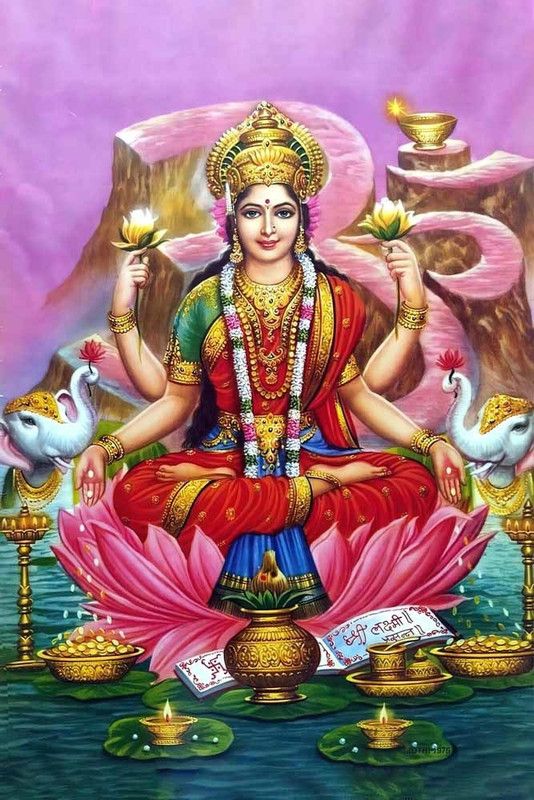 Goddess Lakshmi Maa Religious Waterproof Vinyl Sticker Poster || (24 inch X 36 inch) btcan2970-3 Fine Art Print  (24 inch X 36 inch, Rolled)