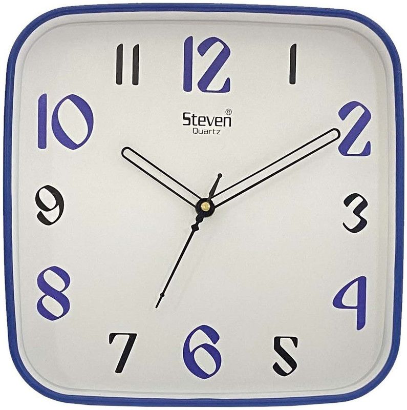 steven quartz llp Analog 23 cm X 23 cm Wall Clock  (Blue, With Glass, Standard)