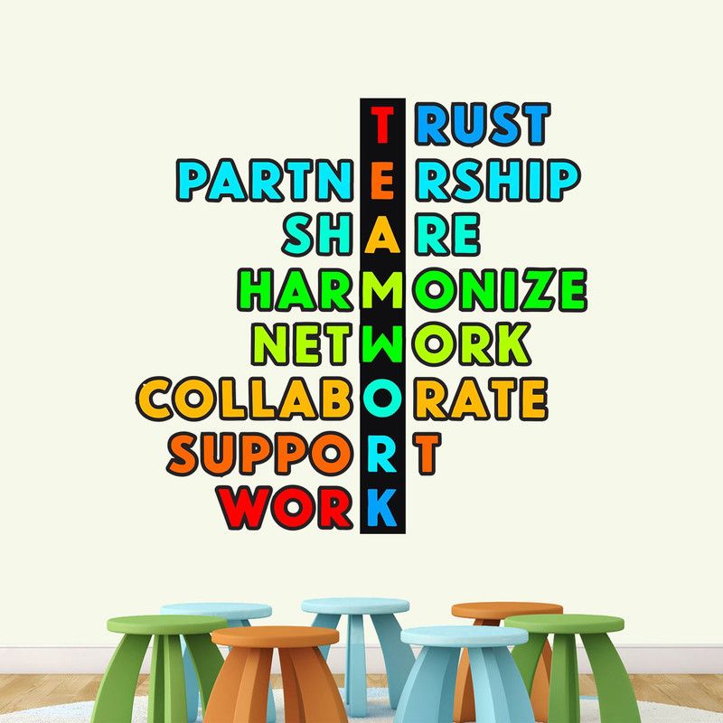 StickMe 90 cm Team Work - Typography - Office - Inspirational - Motivational - Quotes - Wall Sticker -SM610 Self Adhesive Sticker  (Pack of 1)