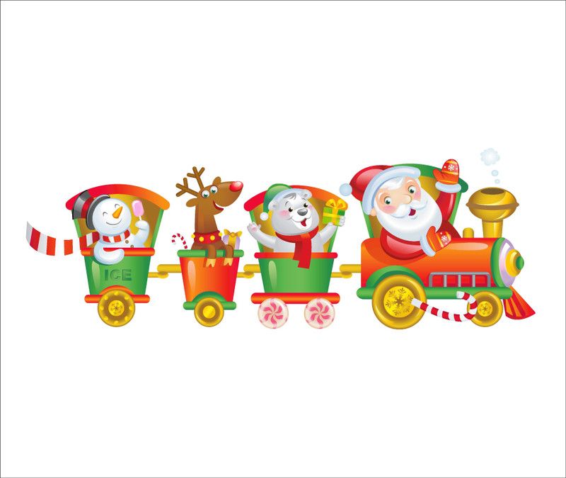 Khatwal Enterprises 31 cm joy train with cartoon santa claus Self Adhesive Sticker  (Pack of 1)