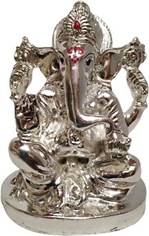 Delhi Gift House Silver plated / Ganesh/ God ganesh idol/ Vinayaka Idol Decorative Showpiece - 11 cm  (Polyresin, Silver)