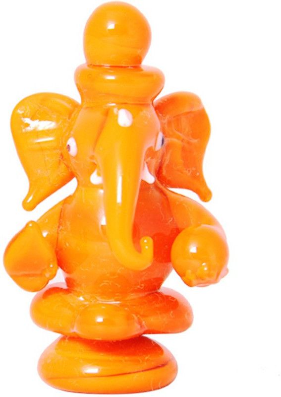 Heaven Decor Red Opal Ganesha Decorative Showpiece - 5.5 cm  (Glass, Orange)
