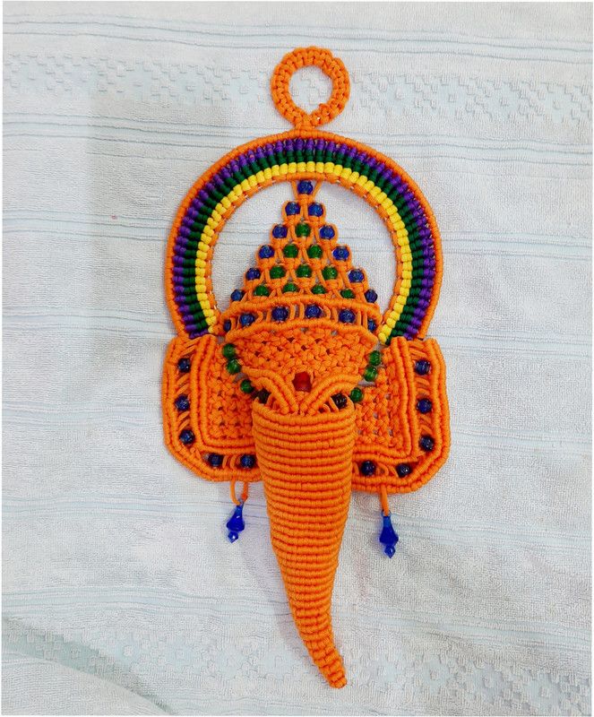 Onni Enterprise Ganesha wall hanging  (50 cm X 22 cm, Orange)