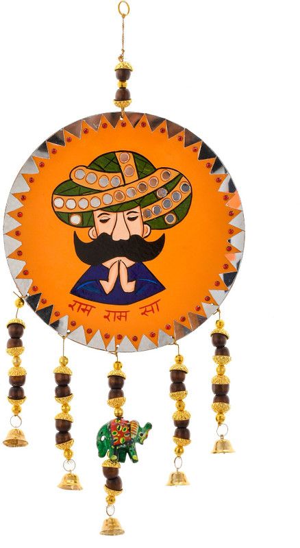 Craft Junction HandPainted Ram Ram Saa Wall Hanging Decorative For Home Decor/Wall Décor  (38 cm X 17 cm, Multicolor)