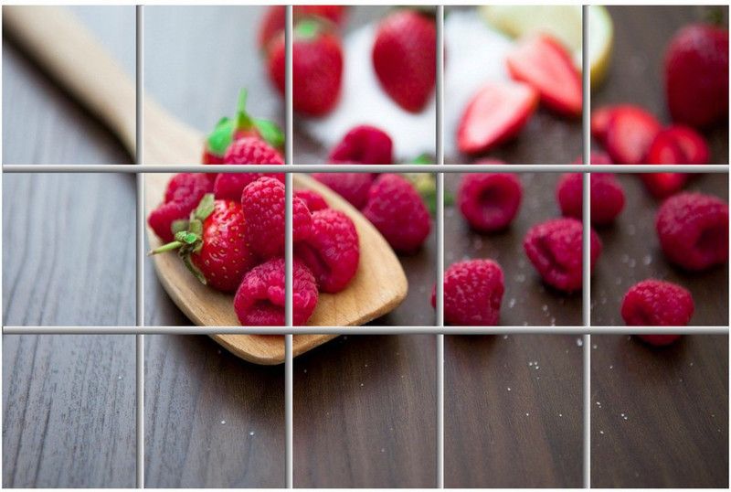 K2A Design 80 cm Strawberry And Red Berries Waterproof Kitchen Sticker (50x80) Self Adhesive Sticker  (Pack of 1)