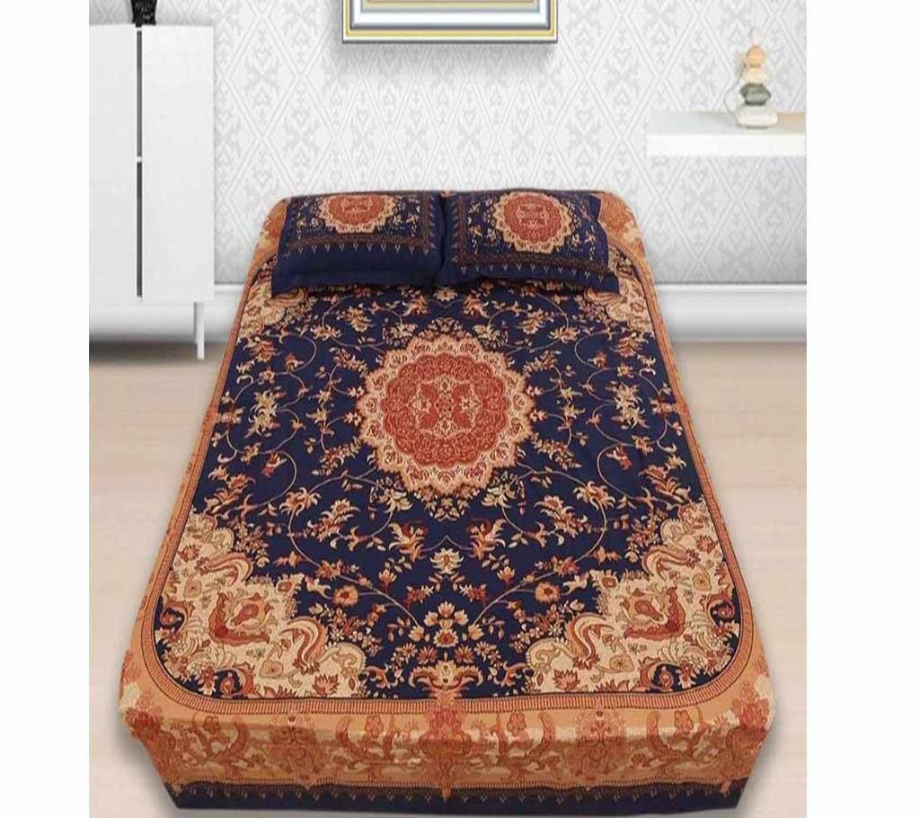 King Size Bed Sheet Set with Two Pillow Covers - Multicolor18 - DSZ