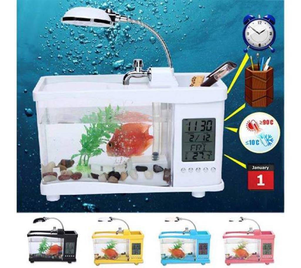 Mini USB Acqurium With clock