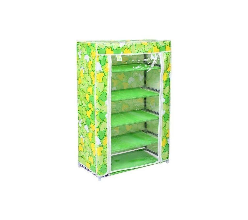 Portable Folding 4 Layer Shoe Rack With Wardrobe