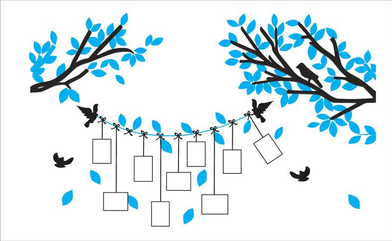 K2A Studio 56 cm abstract hanging photo fram tree wall sticker (91X56 cm) Self Adhesive Sticker  (Pack of 1)