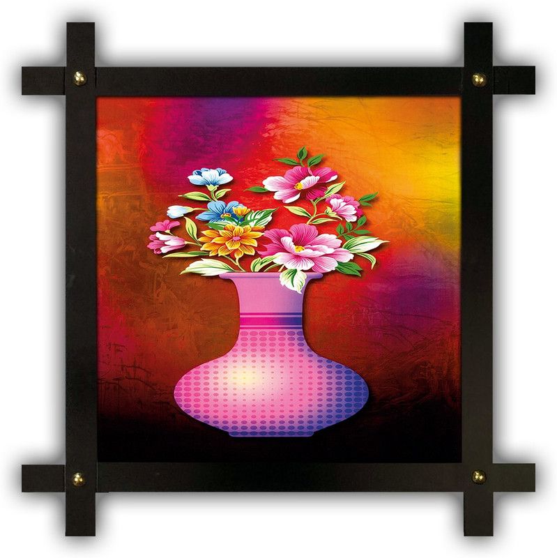 Poster N Frames Cross Wooden Frame Hand-Crafted with photo of Flower (floral) m-61-crossframe Digital Reprint 16.5 inch x 16.5 inch Painting  (With Frame)