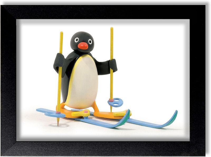 Blue Nexus Pingu Penguin Cartoon Poster Wall Poster with Wall Frame Wall Stickers Room Art Poster_FBNWPK102 Digital Reprint 9 inch x 12 inch Painting  (With Frame)