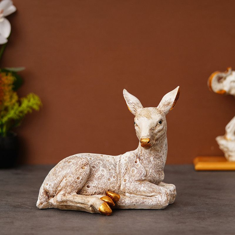 Mukundra Art N Craft Poly RESIN deer statue Decorative Showpiece - 17.8 cm  (Polyresin, White)