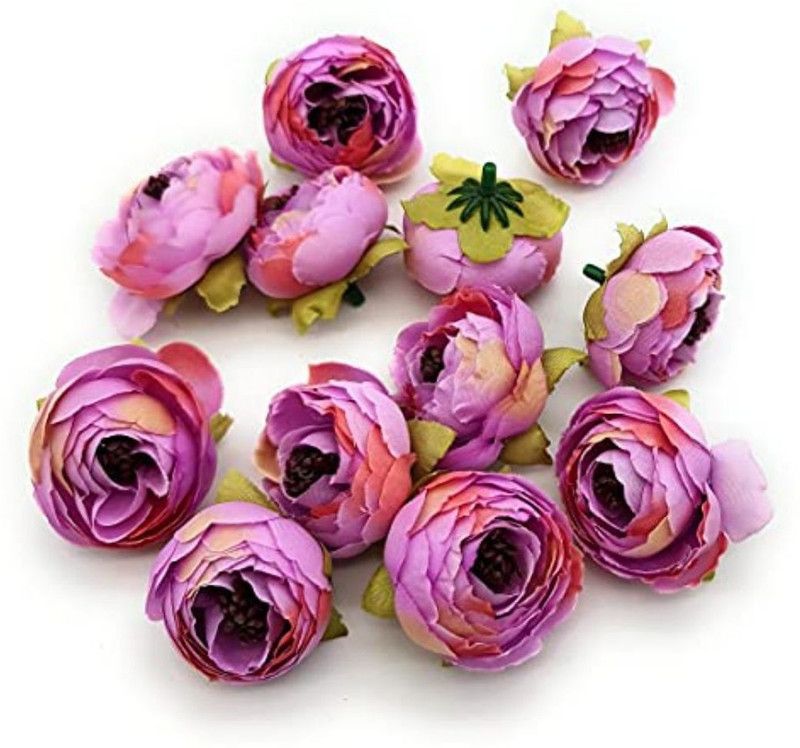 Satyam Kraft 4 cm Artificial Peony Head Rose Flower for Home Decoration and Craft(12 Pieces, Light Purple). Purple Peony Artificial Flower  (1.57 inch, Pack of 12, Single Flower)