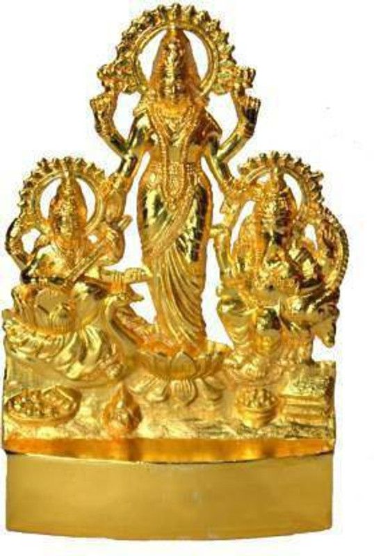 SBBCO LAXMI GANESHA SARASWATI Decorative Showpiece - 11 cm  (Metal, Gold)
