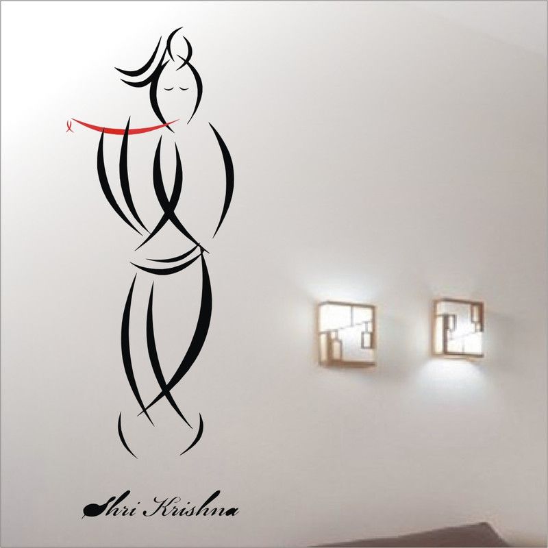Decor Villa 40.64 cm Decor Villa Shri Krishna Ji Wall Decal and Sticker Size-40*116 Cm Self Adhesive Sticker  (Pack of 1)