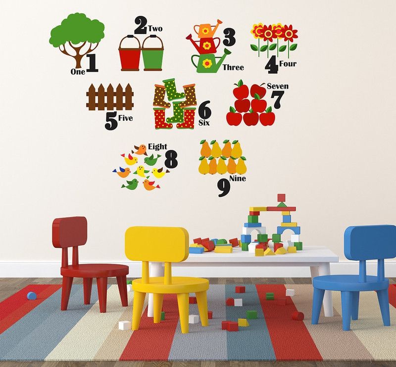 Fiery Mart 90 cm One Two Three Multicolor Medium Vinyl Wallsticker (90 cm x 60 cm) Self Adhesive Sticker  (Pack of 1)
