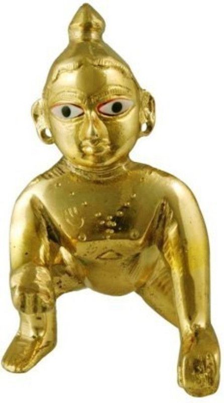 YUVAAN Laddu Gopal ji Decorative Showpiece - 7 cm  (Brass, Gold)