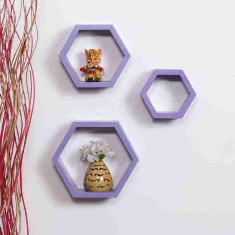 Wooden Wall Shelf  (Number of Shelves - 3, Purple)