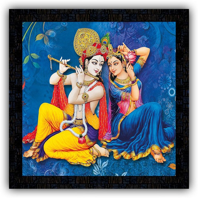 Poster N Frames framed poster of Radha Krishna-14841 Digital Reprint 14 inch x 14 inch Painting  (With Frame)