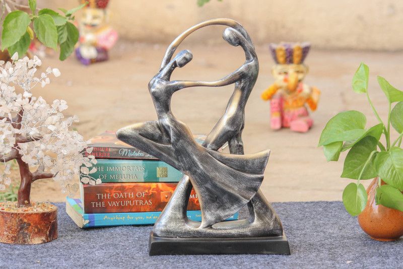 Articia Romantic Dancing Couple Showpiece Abstract Sculpture Statue (8X12 inch, Grey) Decorative Showpiece - 30 cm  (Polyresin, Grey)