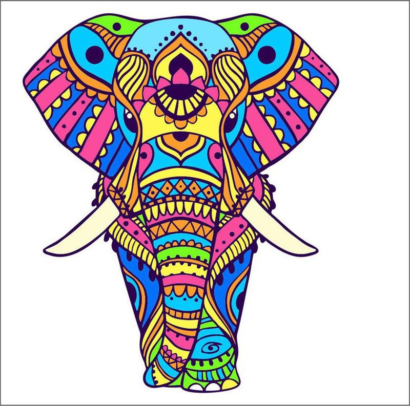 décor nirmal 91 cm Creative elephant diwali wall sticker for livingroom full waterproof multicolor 3d covering area [91x91cm] Self Adhesive Sticker  (Pack of 1)