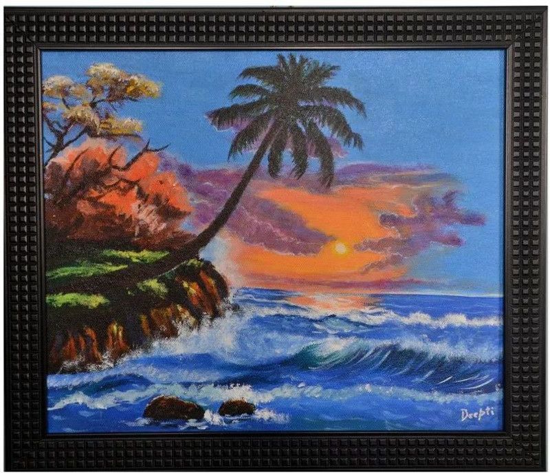RVJD CREATIONS PN07 Digital Reprint 12 inch x 18 inch Painting  (With Frame)
