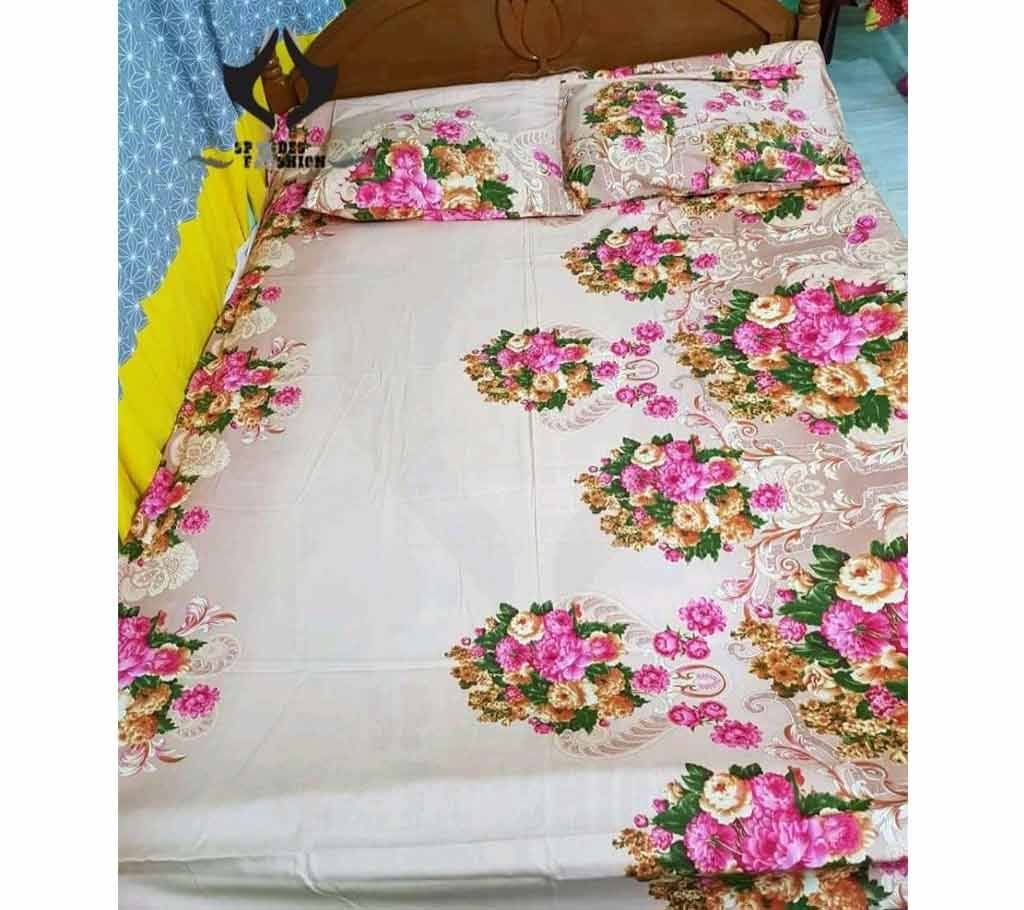 Double size bed sheet with matching 2 pillow cover  