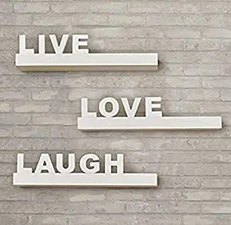 DESIGN MART MDF (Medium Density Fiber) Wall Shelf  (Number of Shelves - 3, White)