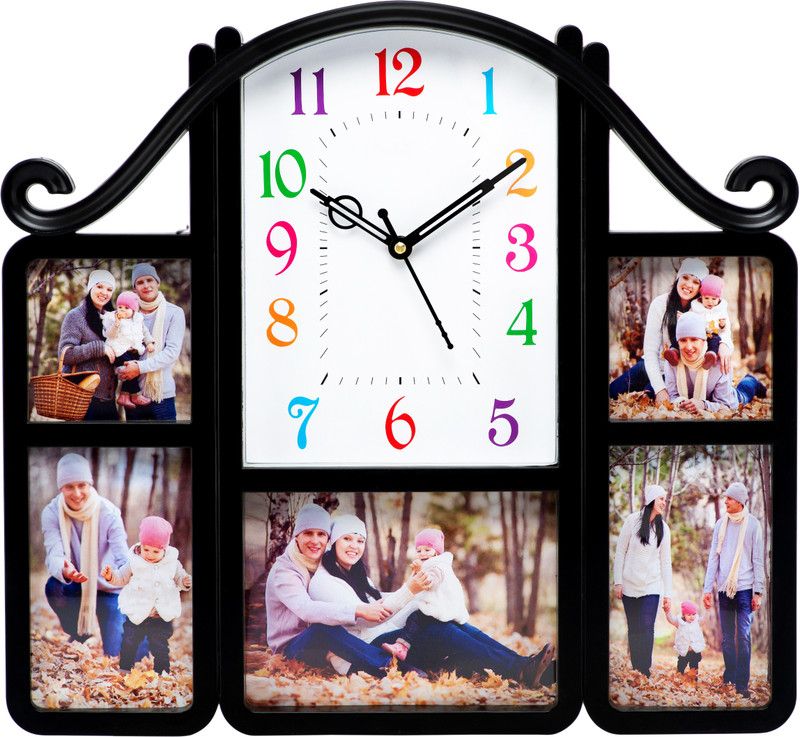 Attractionz Analog 40.3 cm X 38.7 cm Wall Clock  (Black, With Glass, Standard)