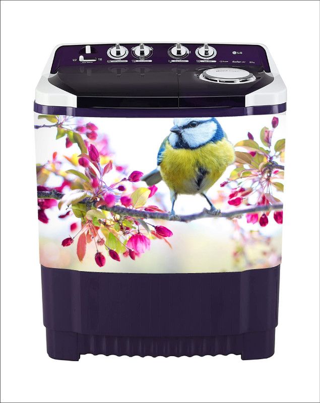 Khatwal Enterprises 60 cm decorative abstract flower tree with bird washing machine sticker Self Adhesive Sticker  (Pack of 1)