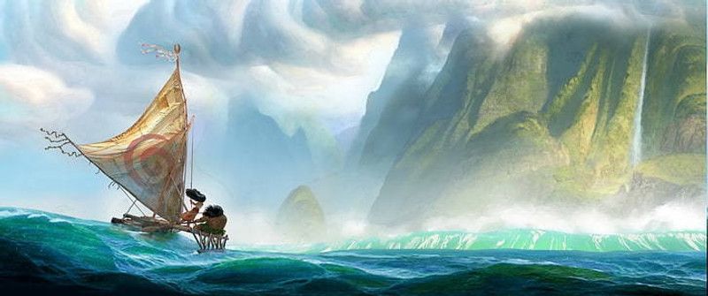Boat Fantasy Art Landscape Moana Matte Finish Poster Photographic Paper  (12 inch X 18 inch)