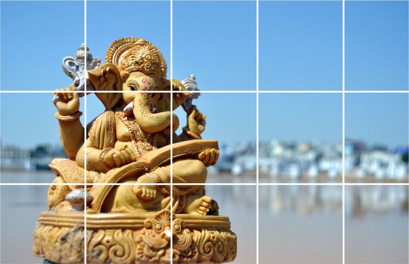Wildartcreation 46 cm ''Lord Ganesha'' wall sticker Waterproof kitchen decorative Self Adhesive Sticker  (Pack of 1)